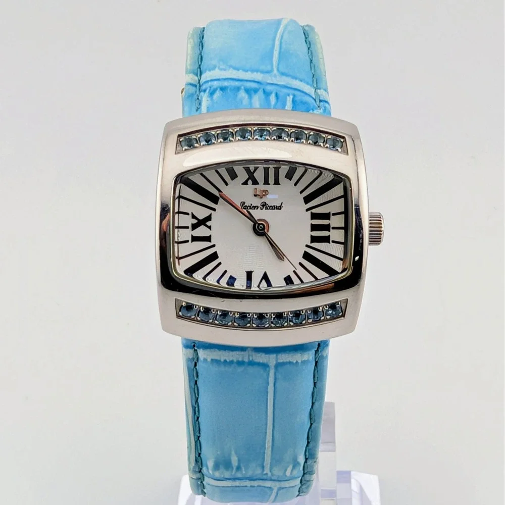 Lucien Piccard 27077BU Swiss Watch Sapphire Textured Guilloche Dial Blue Crystal